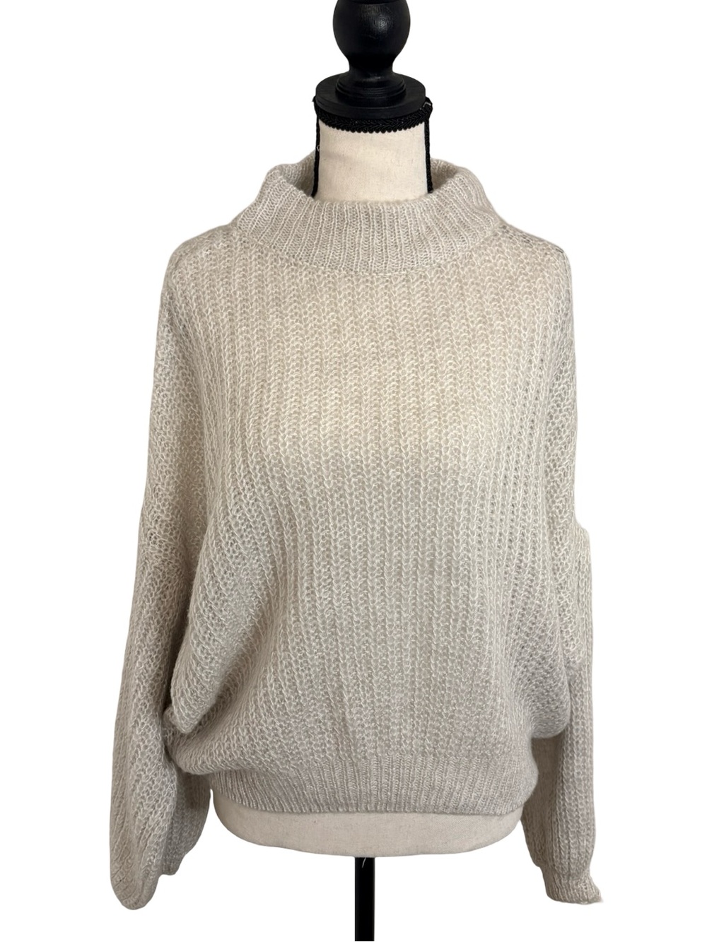 Urban Heritage Oversized Chunky‎ Knit Mock Neck Sweater Grey OS